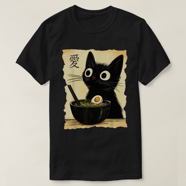 Cat Ra Ramen Noodles Japanisch Kawaii Anime T-Shirt (Design vorne)