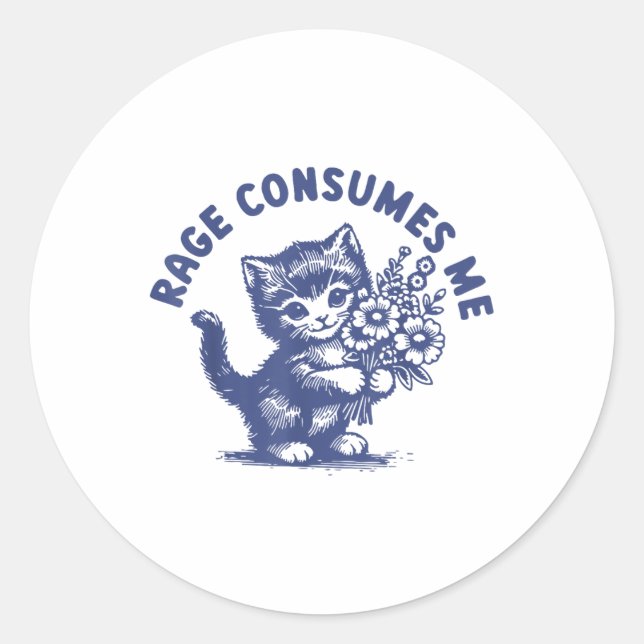 Cat Rage verzehrt mich Runder Aufkleber (Vorderseite)