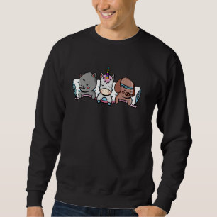 Cat Rainbow Einhorn Ladys Schlafende Kinder Niedli Sweatshirt