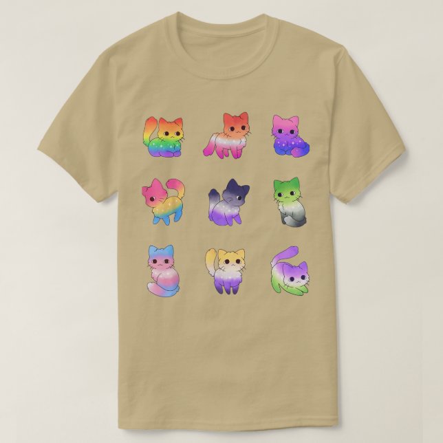 Cat Rainbow Gay Pride Niedlich LGBT Animal Pet Lov T-Shirt (Design vorne)