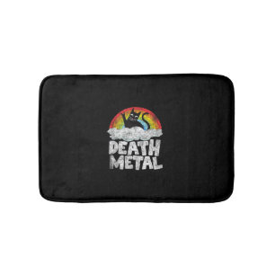 Cat Rainbow Heavy Metal Band Kids Goth Funny Death Badematte
