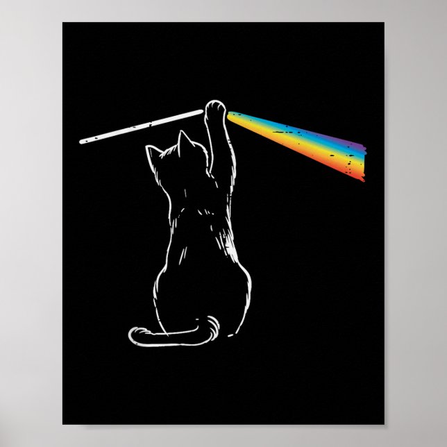 Cat Rainbow Light Cool Prism Science Spektrale Men Poster (Vorne)