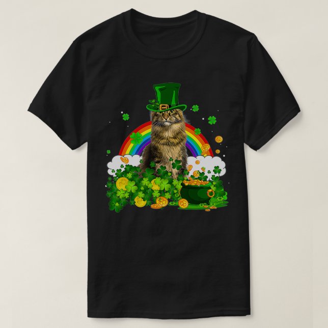 Cat Rainbow Shamrock St Patricks Day Meowy Irish G T-Shirt (Design vorne)