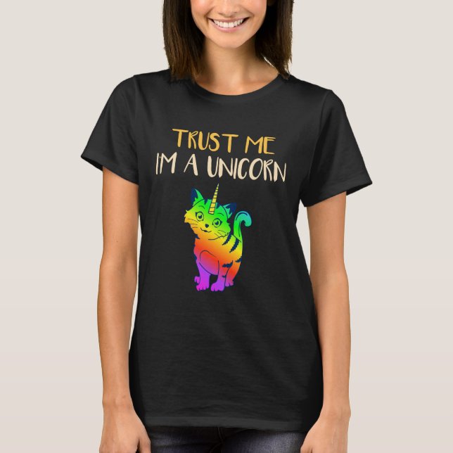 Cat Rainbow Unicorn Gag T-Shirt (Vorderseite)