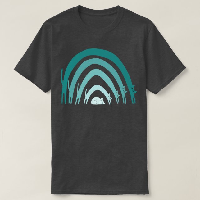 Cat Rainbows Blues T-Shirt (Design vorne)