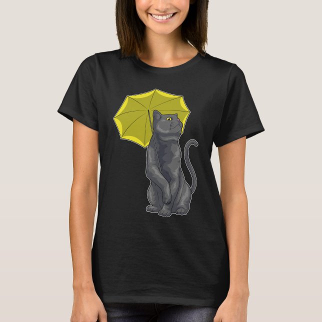 Cat Raining Umbrella T-Shirt (Vorderseite)