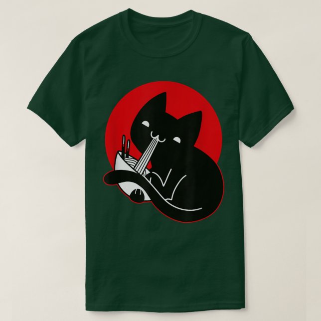 Cat Ramen Anime Noodles Kawaii Japan Sketch T-Shirt (Design vorne)