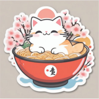 Cat ramen aufkleber