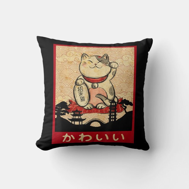 Cat Ramen Bowl Anime Japanisch Noodles Kawaii Neko Kissen (Vorderseite)