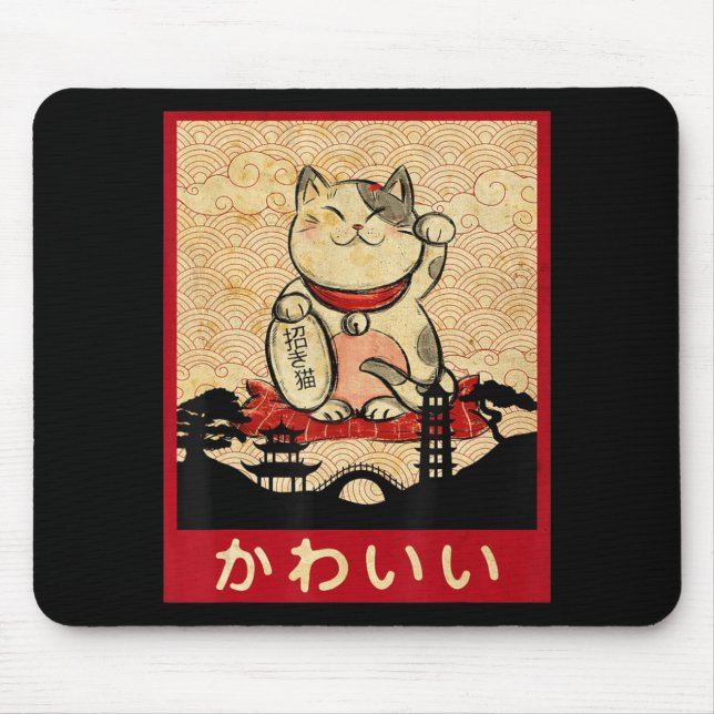 Cat Ramen Bowl Anime Japanisch Noodles Kawaii Neko Mousepad (Vorne)