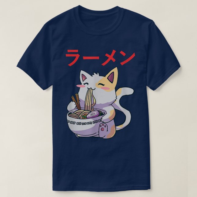 Cat Ramen Bowl Anime Japanisch Noodles Kawaii Neko T-Shirt (Design vorne)