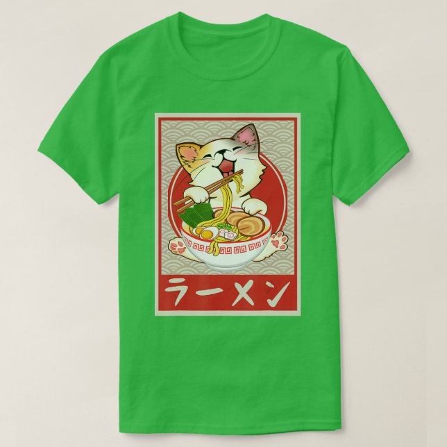 Cat Ramen Bowl Anime Japanisch Noodles Kawaii Neko T-Shirt (Design vorne)