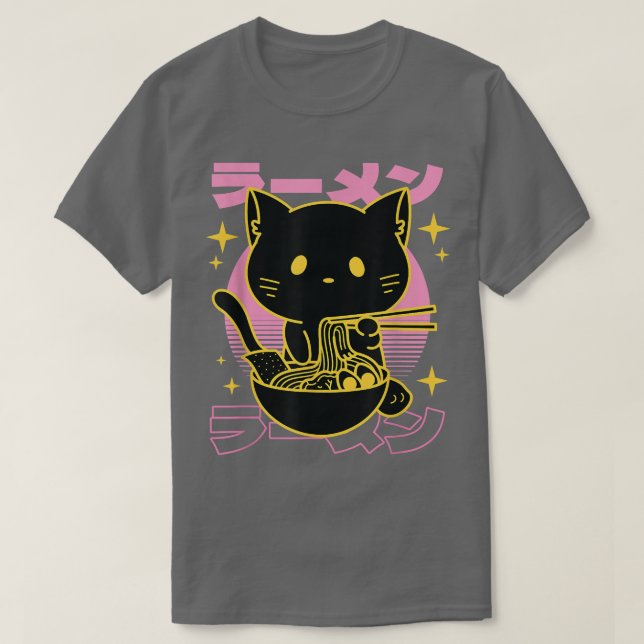 Cat Ramen Cat Japanisch Kawaii Niedlich Anime Cat  T-Shirt (Design vorne)
