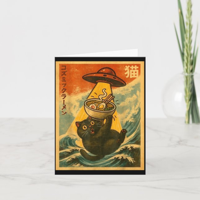 Cat Ramen Funny Japanese Anime Ufo Men Women Teen  Karte (Vorderseite)