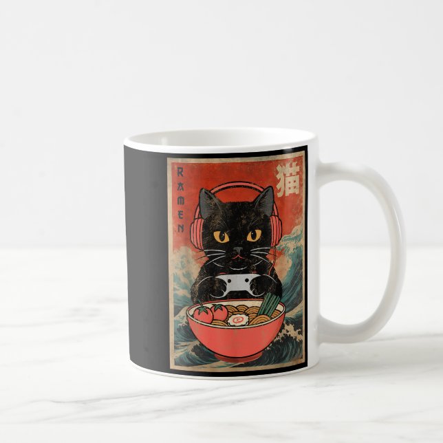 Cat Ramen Japanese Funny Graphic Kawaii Anime  Kaffeetasse (Rechts)