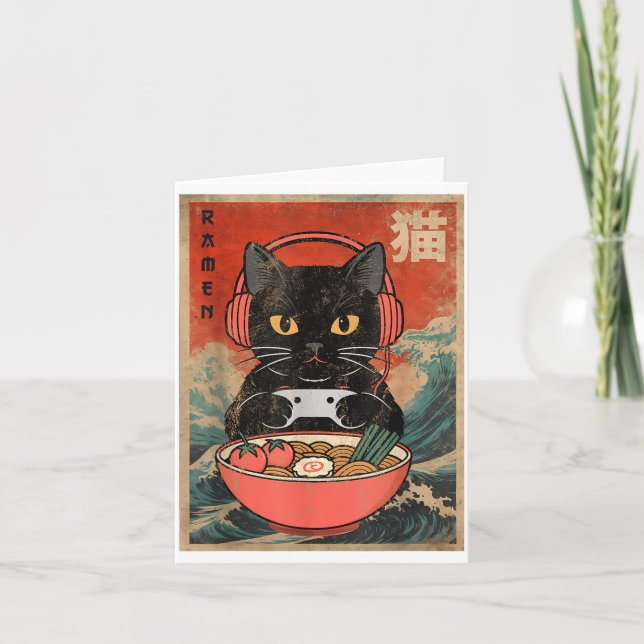 Cat Ramen Japanese Funny Graphic Kawaii Anime  Karte (Vorderseite)