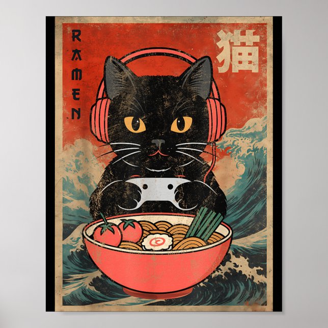 Cat Ramen Japanese Funny Graphic Kawaii Anime  Poster (Vorne)
