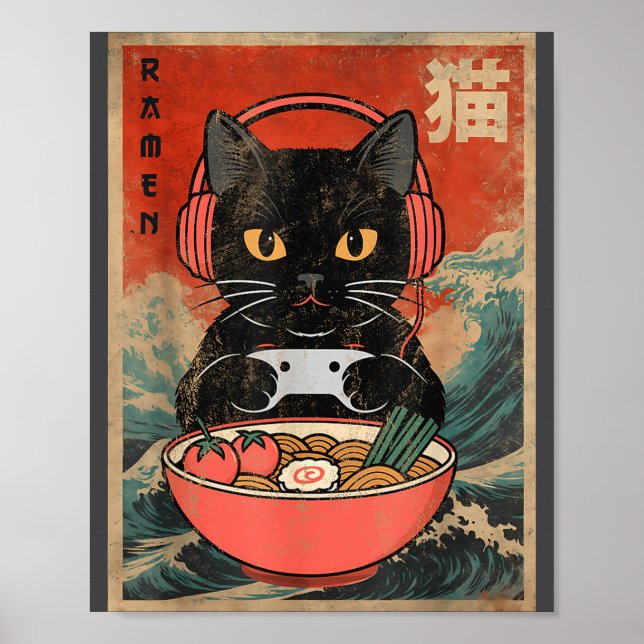 Cat Ramen Japanese Funny Graphic Kawaii Anime  Poster (Vorne)