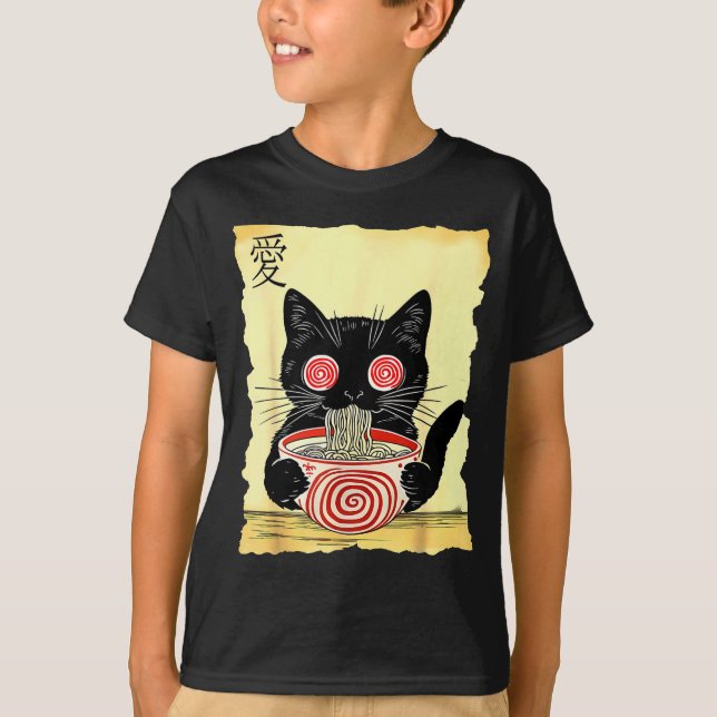 Cat Ramen Japanese Funny Graphic Tees Kawaii Anime (Vorderseite)