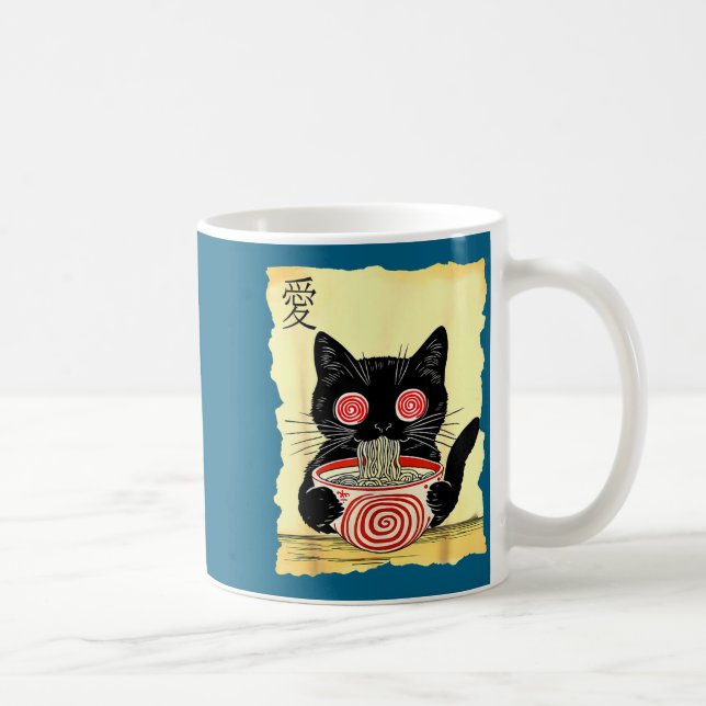 Cat Ramen Japanese Funny Graphic Tees Kawaii Anime Kaffeetasse (Rechts)