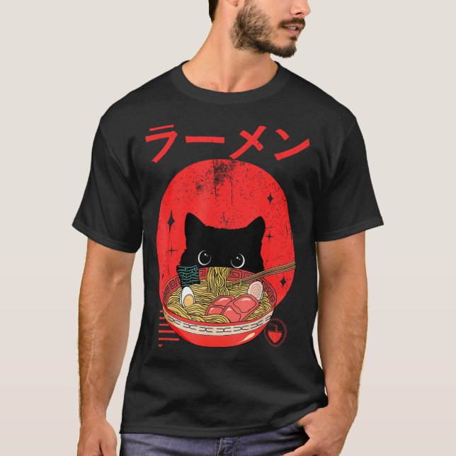 Cat Ramen Japanese Funny Graphic Tees Kawaii Cat A (Vorderseite)