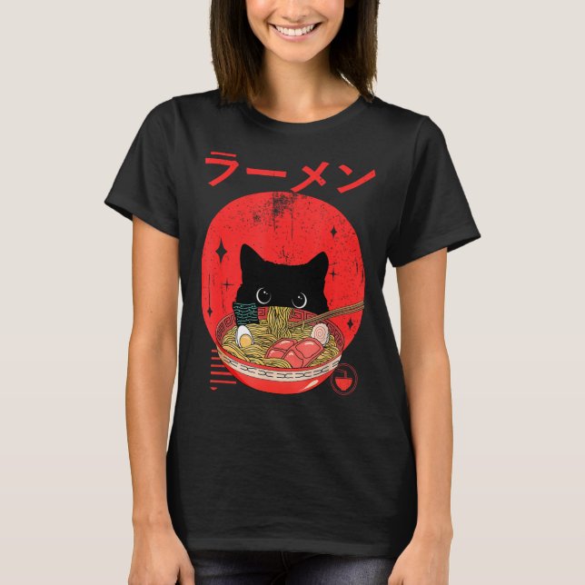 Cat Ramen Japanese Funny Graphic Tees Kawaii Cat A (Vorderseite)