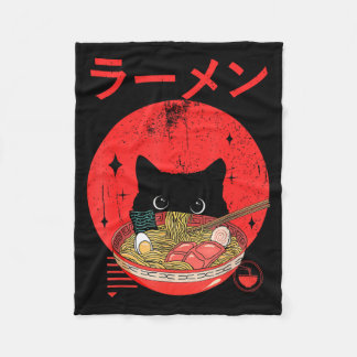 Cat Ramen Japanese Funny Graphic Tees Kawaii Cat A Fleecedecke