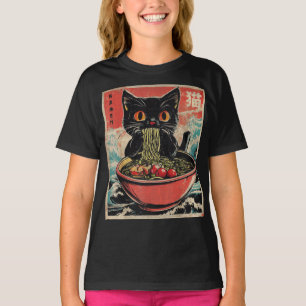 Cat Ramen Japanisch Funny Grafik Kawaii Anime Gesc T-Shirt