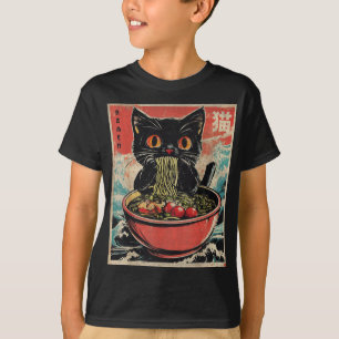 Cat Ramen Japanisch Funny Grafik Kawaii Anime Gesc T-Shirt