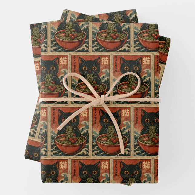 Cat Ramen Japanisch Funny Graphic Kawaii Cat Anime Geschenkpapier Set (Beispiel)