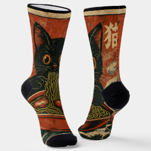 Cat Ramen Japanisch Funny Graphic Kawaii Cat Anime Socken