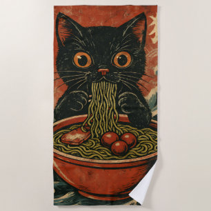Cat Ramen Japanisch Funny Graphic Kawaii Cat Anime Strandtuch