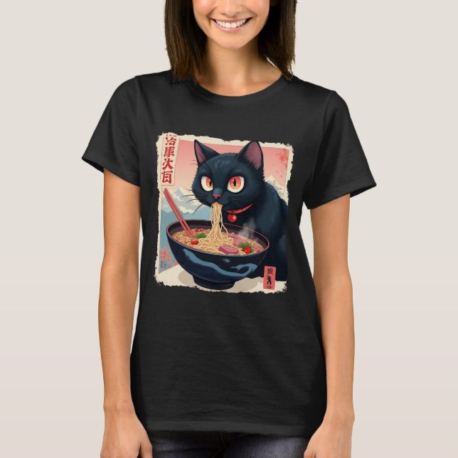 Cat Ramen Japanisch Funny Graphics Kawaii Cat A T-Shirt (Vorderseite)