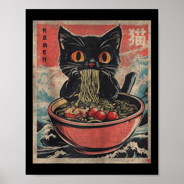 Cat Ramen Japanisch Funny Kawaii Cat Graphic Mens  Poster (Vorne)