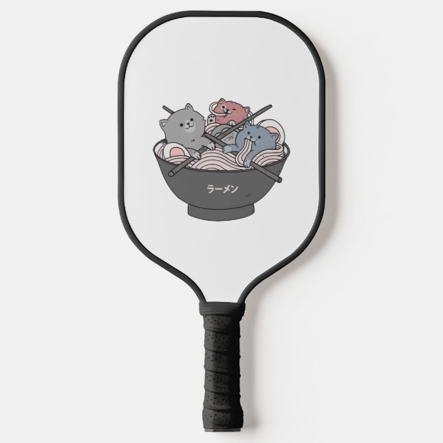 Cat Ramen Kawaii Pickleball Schläger (Vorderseite)