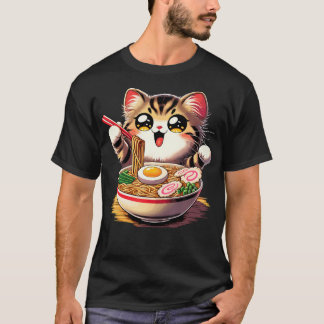 Cat Ramen Noodles Anime Kawaii Japanische Katze T-Shirt