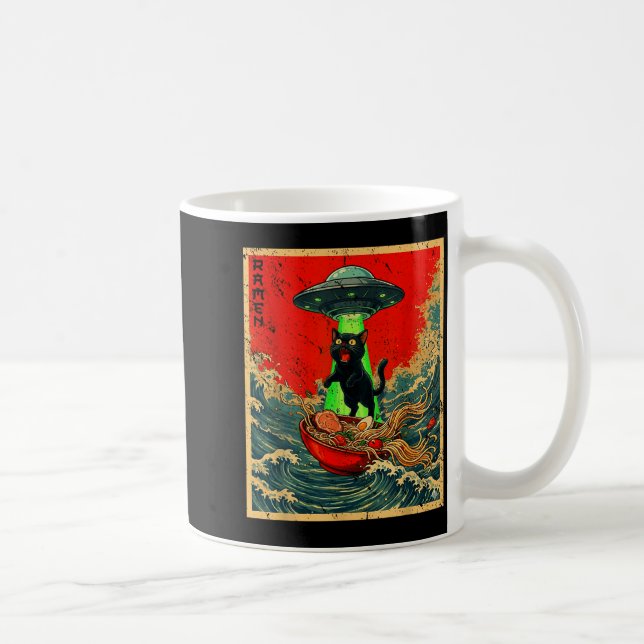 Cat Ramen Ufo Japanese Anime Graphic Tees Men Wome Kaffeetasse (Rechts)