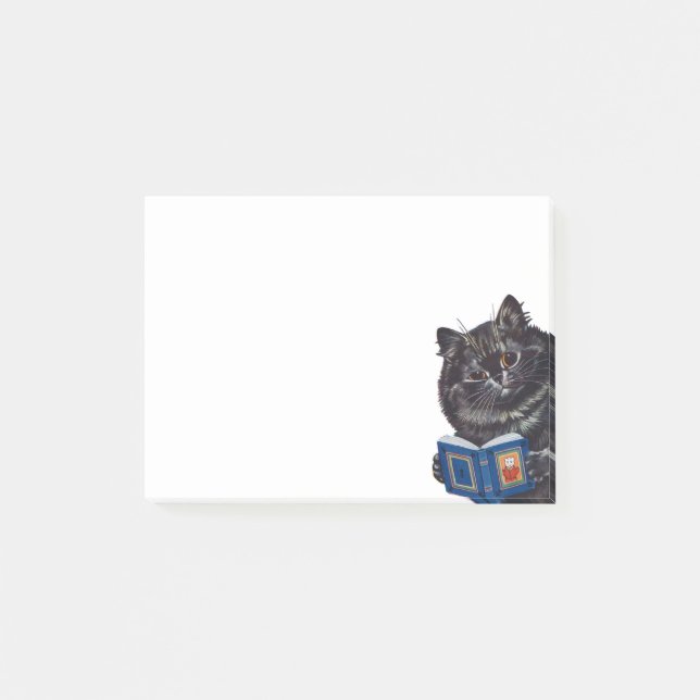 Cat Reading a Book, Louis Wain Post-it Klebezettel (Vorderseite)