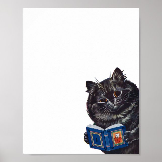 Cat Reading a Book, Louis Wain Poster (Vorne)