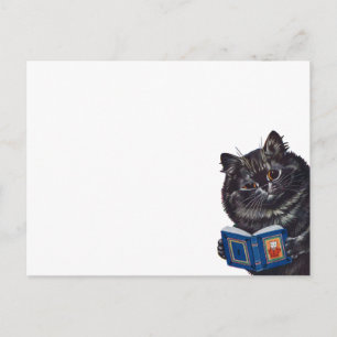 Cat Reading a Book, Louis Wain Postkarte