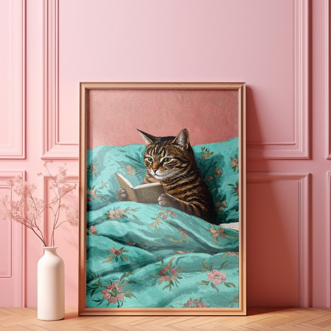 Cat Reading a Book Wall Art Poster Print (Von Creator hochgeladen)