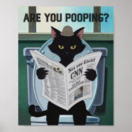 Cat Reading Newspapier auf der Toilette - Kacke du Poster