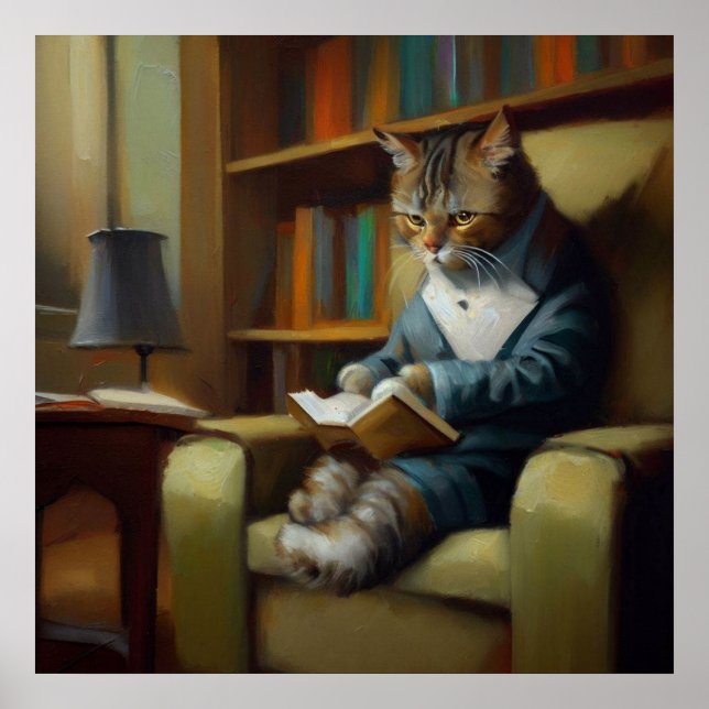 Cat Reading Poster (Vorne)