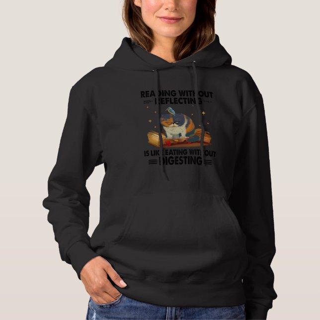 Cat reading without reflecting grumpy book hoodie (Vorderseite)