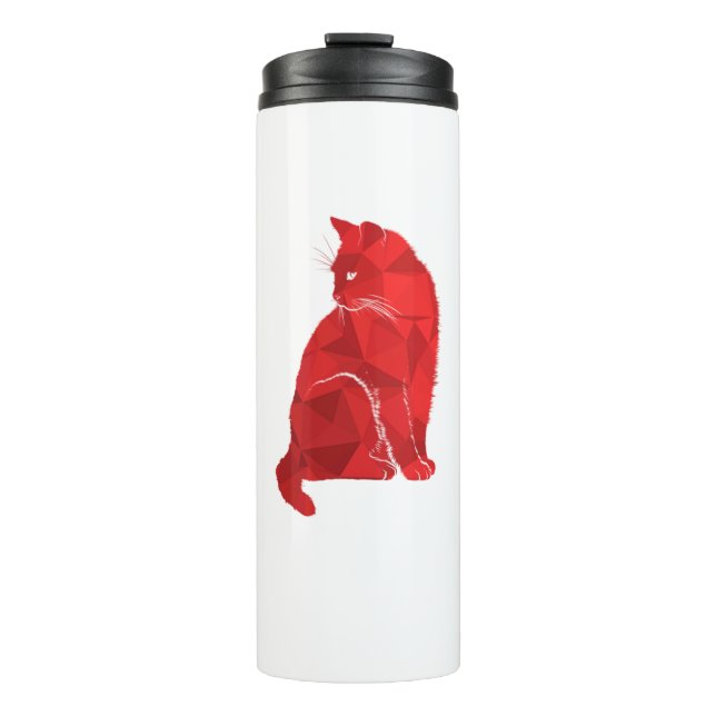 Cat Red Cat Pink Cat Cat Miror Poly Thermosbecher (Vorderseite)