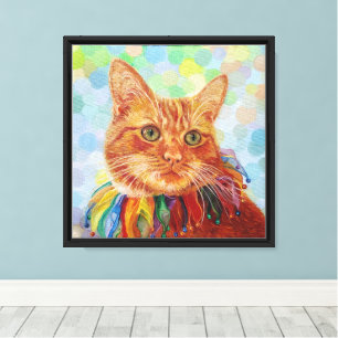Cat Red Ginger Feline Ölgemälde Canvas Print Leinwanddruck