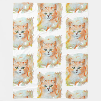Cat Red Magic Spaß Watercolor Mystic Fleecedecke
