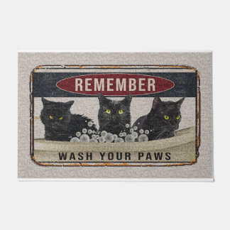 Cat Remember Wash your Paws Fußmatte