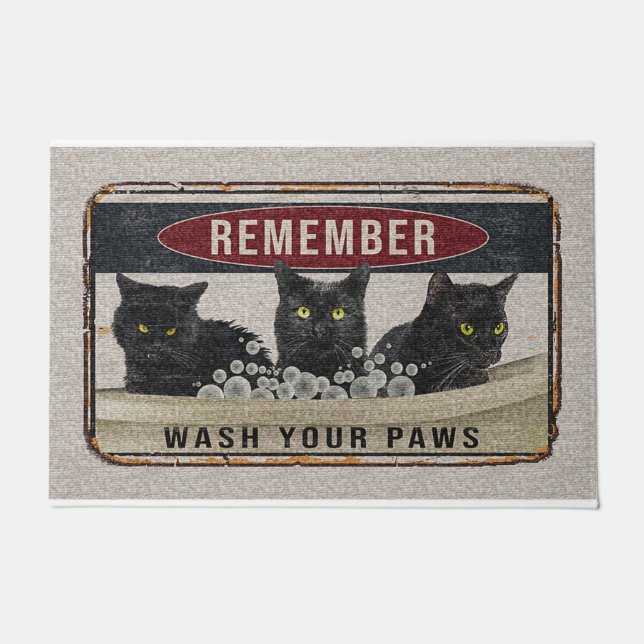 Cat Remember Wash your Paws Fußmatte (Vorderseite)