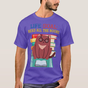 Cat Retro Life Goal Alle Bücher lesen T-Shirt